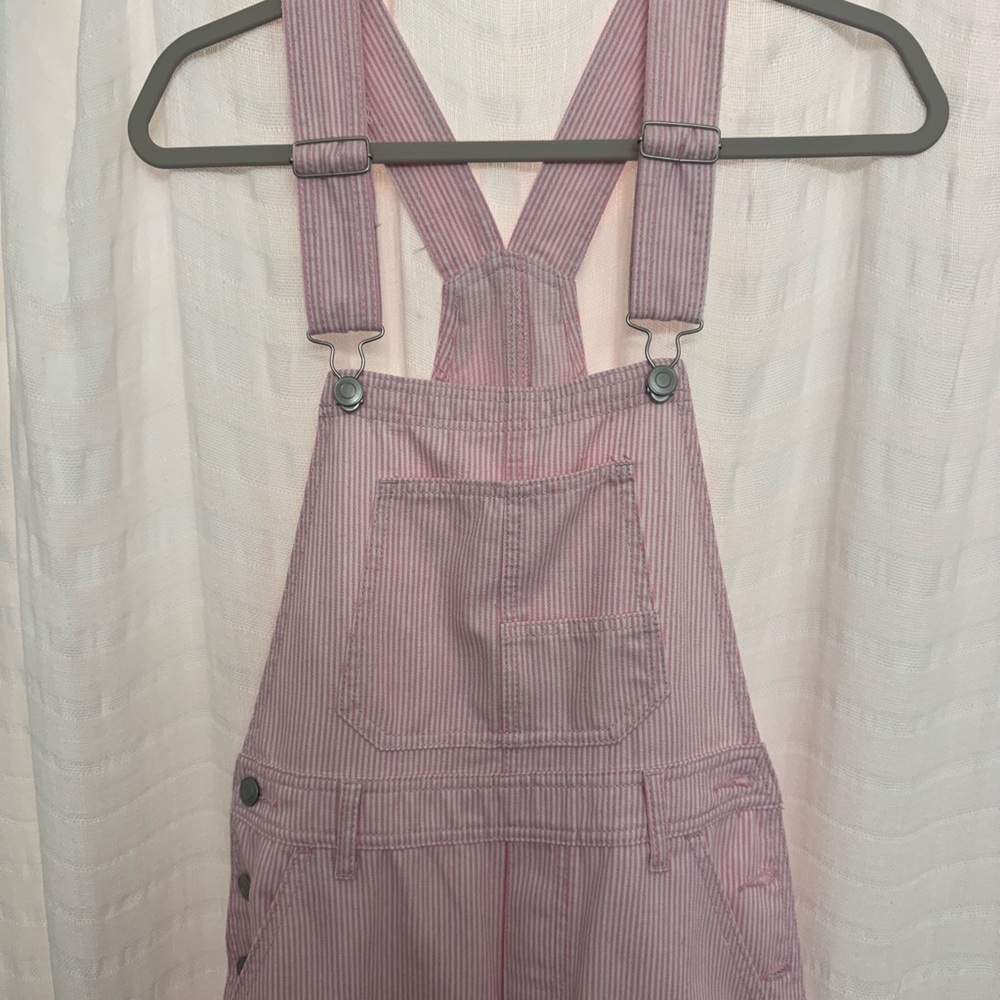 Altar’d State Pink Pinstripe Overalls